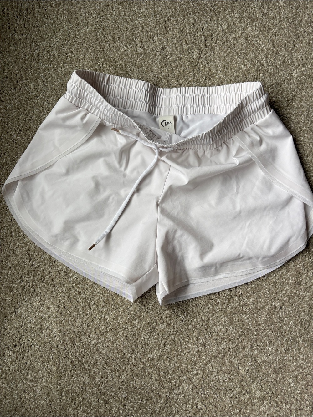 ZYIA White Women's Athletic Drawstring Shorts